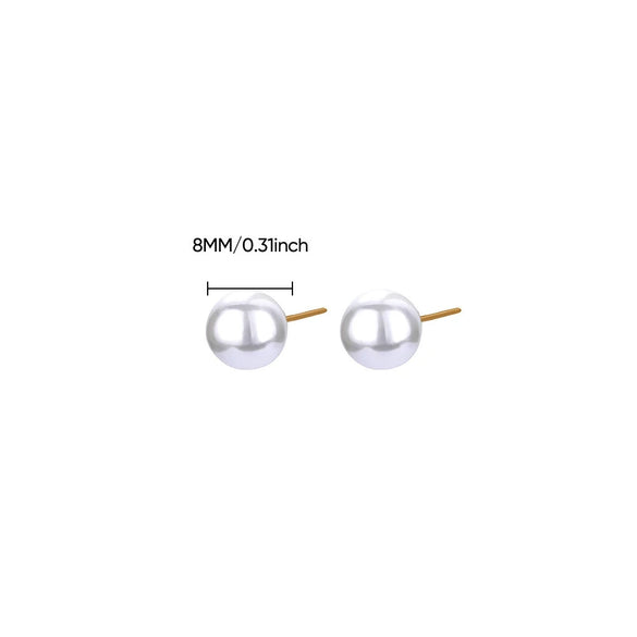 Wholesale Stainless Steel Imitation Pearl Geometric Earrings With Electroplating For Women
