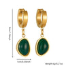 Wholesale Stainless Steel Inlaid Emerald Oval Geometric Pendant Earrings For Women Electroplated Retro Fashion Style