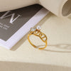 Wholesale Stainless Steel Inlaid Imitation Pearl Geometric Ring Electroplated Jewelry