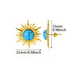 Wholesale Stainless Steel Inlaid Turquoise Sunflower Earrings With Electroplating Treatment For Women