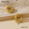 Wholesale Stainless Steel Inlaid Zircon Cshaped Ushaped Geometric Retro Style Electroplated Women's Earrings