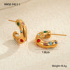 Wholesale Stainless Steel Inlaid Zircon Cshaped Ushaped Geometric Retro Style Electroplated Women's Earrings