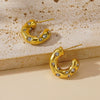 Wholesale Stainless Steel Inlaid Zircon Cshaped Ushaped Geometric Retro Style Electroplated Women's Earrings