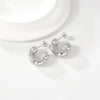 Wholesale Stainless Steel Inlaid Zircon Cshaped Ushaped Geometric Retro Style Electroplated Women's Earrings