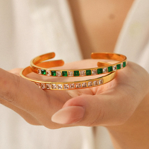 Wholesale Stainless Steel Inlaid Zircon Geometric Bracelet For Women