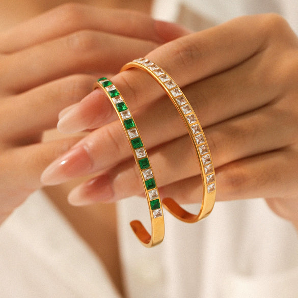 Wholesale Stainless Steel Inlaid Zircon Geometric Bracelet For Women