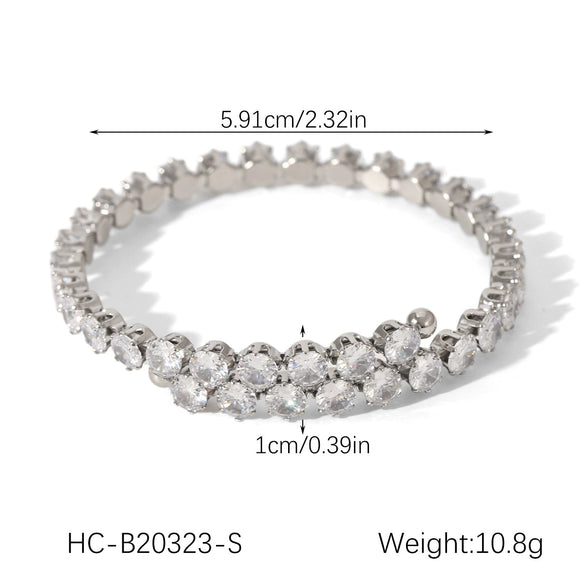 Wholesale Stainless Steel Inlaid Zircon Geometric Bracelet For Women