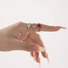 Wholesale Stainless Steel Inlaid Zircon Geometric Full Diamond Ring Side Opening Adjustable Tail Ring Electroplated Light Luxury Style Unisex
