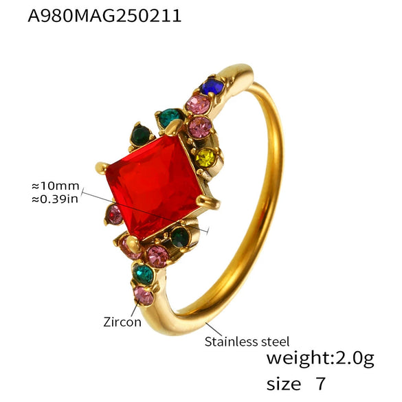 Wholesale Stainless Steel Inlaid Zircon Geometric Full Diamond Ring Side Opening Adjustable Tail Ring Electroplated Light Luxury Style Unisex