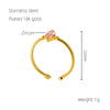 Wholesale 316L Stainless Steel Inlaid Zircon Geometric Horse Eye Ring For Women Electroplated Loose Mouth Light Luxury