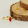Wholesale 316L Stainless Steel Inlaid Zircon Geometric Horse Eye Ring For Women Electroplated Loose Mouth Light Luxury