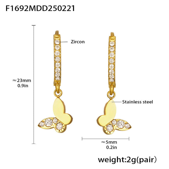 Wholesale Stainless Steel Inlaid Zircon Geometric Multielement Women's Earrings With 18K Gold Plated Finish