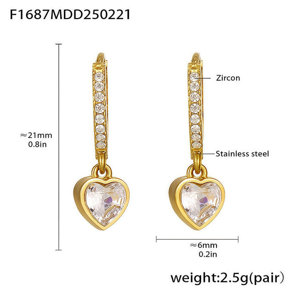Wholesale Stainless Steel Inlaid Zircon Geometric Multielement Women's Earrings With 18K Gold Plated Finish