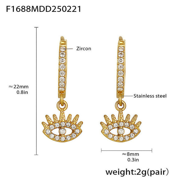 Wholesale Stainless Steel Inlaid Zircon Geometric Multielement Women's Earrings With 18K Gold Plated Finish