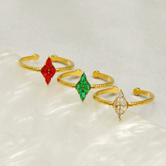 Wholesale Stainless Steel Inlaid Zircon Geometric Open Ring For Women Electroplated