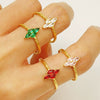 Wholesale Stainless Steel Inlaid Zircon Geometric Open Ring For Women Electroplated