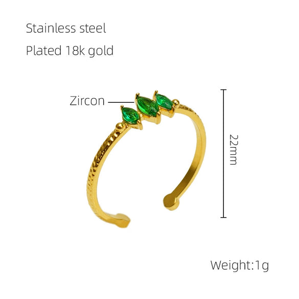 Wholesale 316L Stainless Steel Inlaid Zircon Geometric Ring For Women With Electroplating
