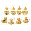 Wholesale Stainless Steel Inlaid Zircon Heart Shape Lovely Women's Earrings