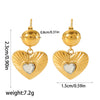 Wholesale Stainless Steel Inlaid Zircon Heart Shape Lovely Women's Earrings