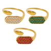 Wholesale Stainless Steel Inlaid Zircon Open Casting Ring With Geometric Design For Women Electroplated Treatment