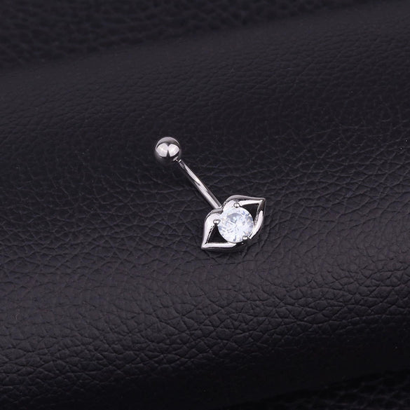 Wholesale Stainless Steel Inlaid Zircon Sexy Lips Belly Button Umbilical Ring For Women