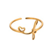 Wholesale Stainless Steel Ins Style Cut Out Heart Ring With Letters Electroplated