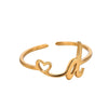 Wholesale Stainless Steel Ins Style Cut Out Heart Ring With Letters Electroplated