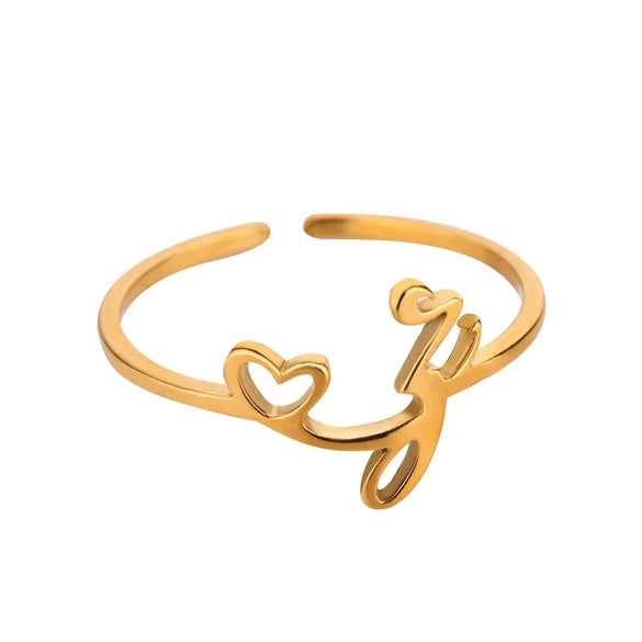 Wholesale Stainless Steel Ins Style Cut Out Heart Ring With Letters Electroplated