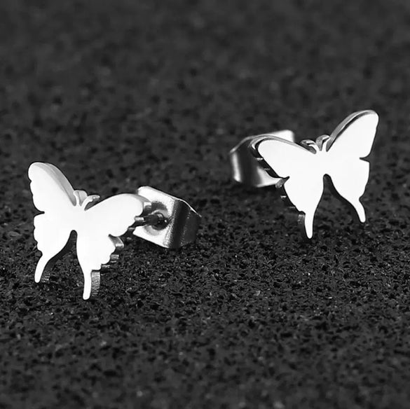 Wholesale Stainless Steel Insect Animal Butterfly Fashion Women's Earrings With Electroplating