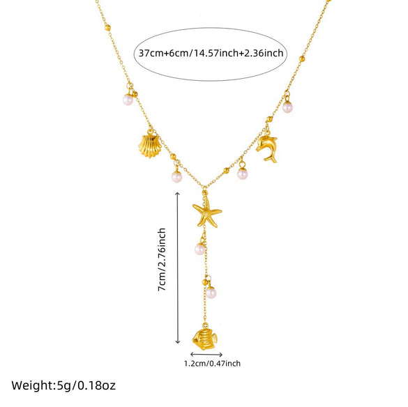 Wholesale Stainless Steel Insect Animal Fresh And Simple Style Yshaped Chain Necklace With Electroplating