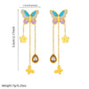 Wholesale Stainless Steel Insect Pattern Electroplated Women's Butterfly Tassel Chain Drop Earrings