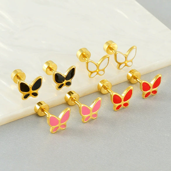 Wholesale Stainless Steel Insect Pattern Stud Earrings For Women With Electroplating Treatment Fashion Style