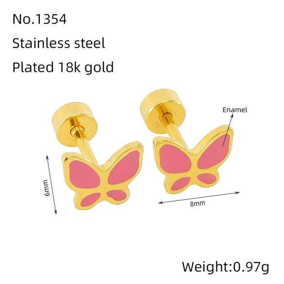 Wholesale Stainless Steel Insect Pattern Stud Earrings For Women With Electroplating Treatment Fashion Style