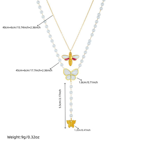 Wholesale Stainless Steel Insectshaped Fashion Retro Pendant Collarbone Necklace With Electroplating
