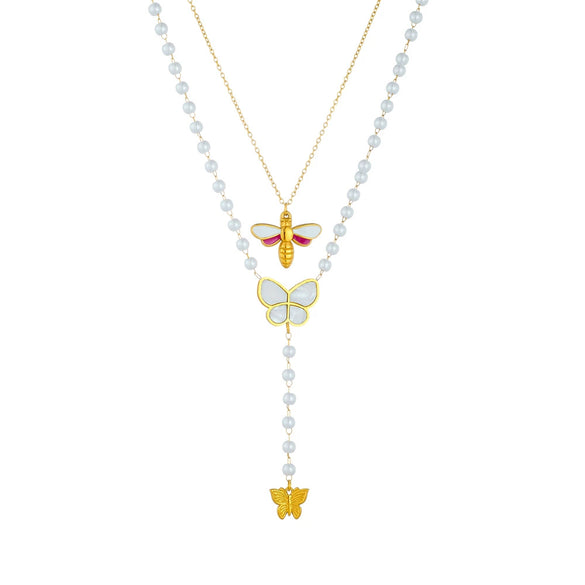 Wholesale Stainless Steel Insectshaped Fashion Retro Pendant Collarbone Necklace With Electroplating