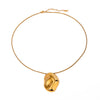 Wholesale Stainless Steel Irregular Concave Hammer Pattern Electroplated Necklace With Bone Chain