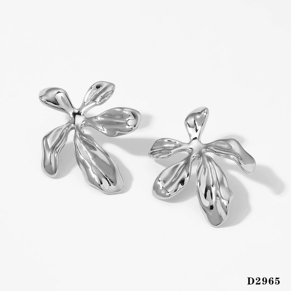 Wholesale Stainless Steel Irregular Flower Earrings With Vacuum Plating For Women Sweet Style