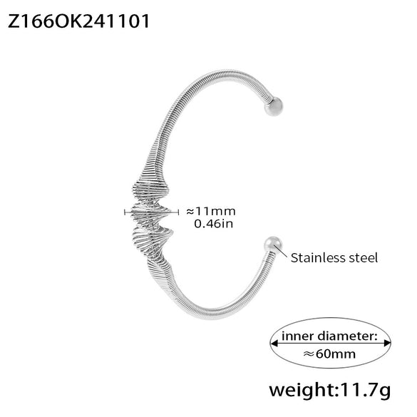 Wholesale Stainless Steel Irregular Opening Spring Wire Bracelet Pvd Plated Simple Geometric Jewelry