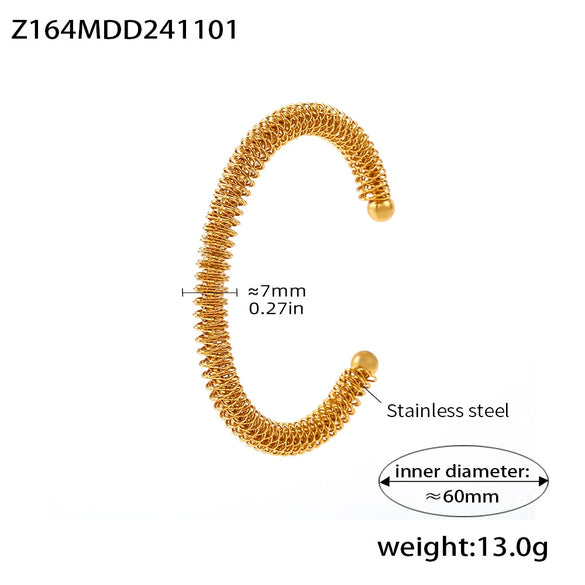 Wholesale Stainless Steel Irregular Opening Spring Wire Bracelet Pvd Plated Simple Geometric Jewelry