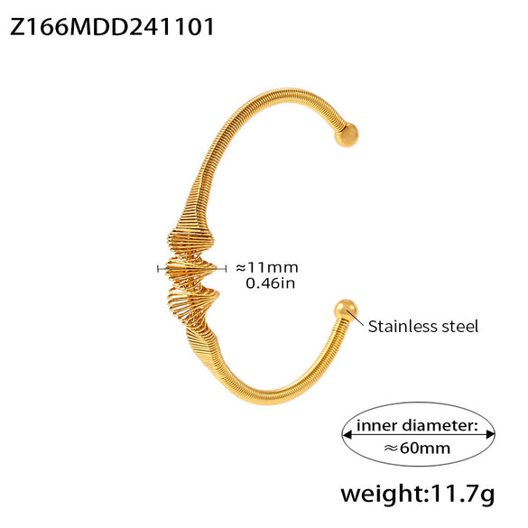 Wholesale Stainless Steel Irregular Opening Spring Wire Bracelet Pvd Plated Simple Geometric Jewelry