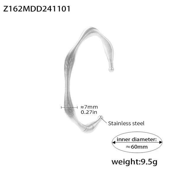 Wholesale Stainless Steel Irregular Opening Spring Wire Bracelet Pvd Plated Simple Geometric Jewelry