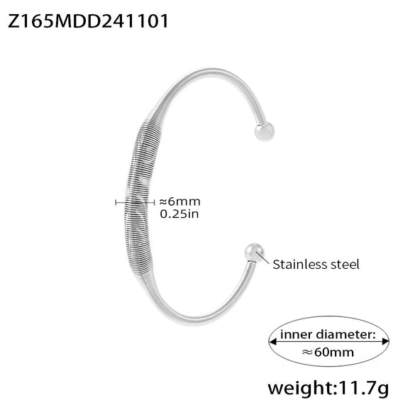Wholesale Stainless Steel Irregular Opening Spring Wire Bracelet Pvd Plated Simple Geometric Jewelry