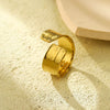 Wholesale Stainless Steel Irregular Pleated Open Ring With Geometric Pattern For Women Electroplated Minimalist Style