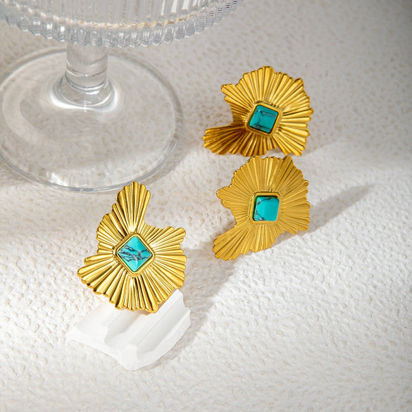 Wholesale Stainless Steel Irregular Ruffled Niche Light Luxury Plants And Flowers Style Electroplated Earrings