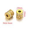 Wholesale Stainless Steel Jewelry Accessories Cylindrical Block Beads With 18K Gold Plating And Hao Stone Inlay Handmade