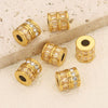 Wholesale Stainless Steel Jewelry Accessories Cylindrical Block Beads With 18K Gold Plating And Hao Stone Inlay Handmade