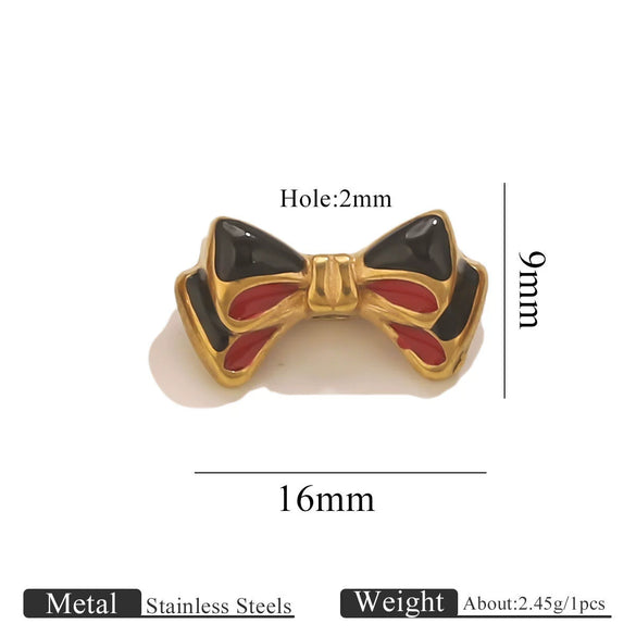Wholesale Stainless Steel Jewelry Accessories Dripping Oil Bow Pendant For Bracelet