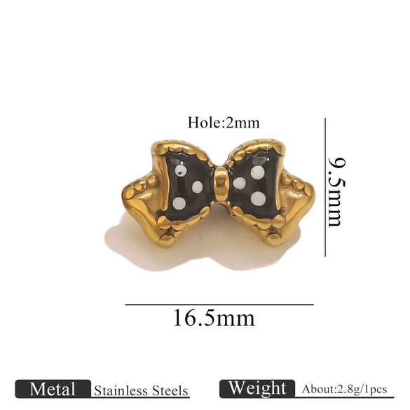 Wholesale Stainless Steel Jewelry Accessories Dripping Oil Bow Pendant For Bracelet