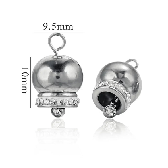 Wholesale Stainless Steel Jewelry Christmas Decoration Metal Small Bell And Peach Heart Pendant For Diy Titanium Steel Bracelet Electroplated Waterproof