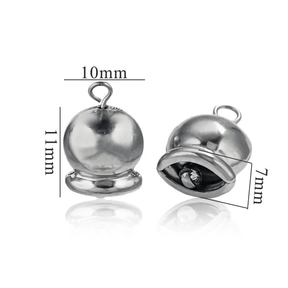 Wholesale Stainless Steel Jewelry Christmas Decoration Metal Small Bell And Peach Heart Pendant For Diy Titanium Steel Bracelet Electroplated Waterproof